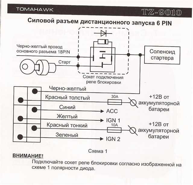 Схема подключения автозапуска tomahawk