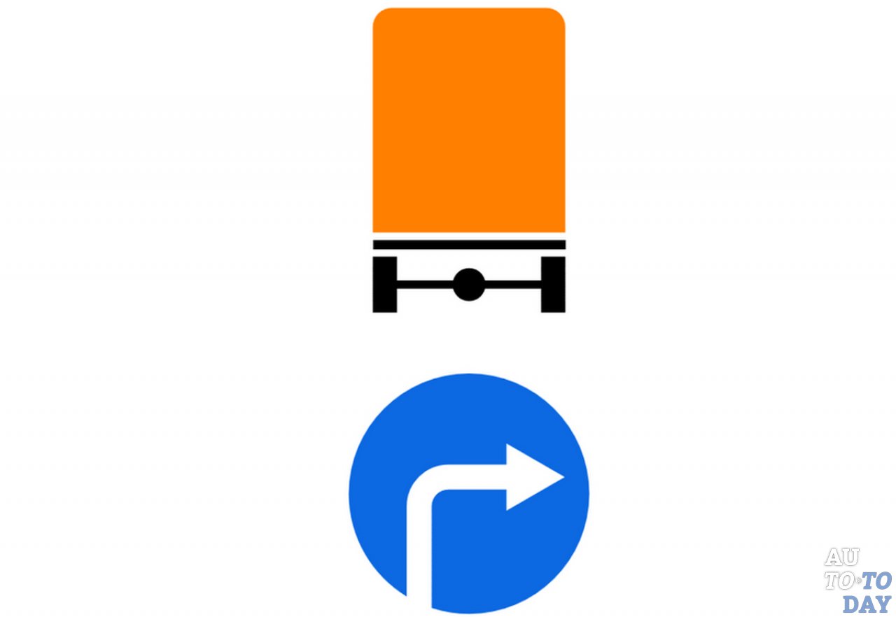 Знак Направление движения транспортных средств с опасным грузом только направо Знак Направление движения транспортных средств с опасным грузом только направо