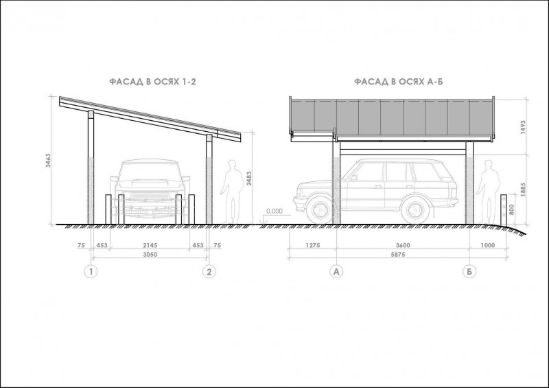 Навес для авто чертеж