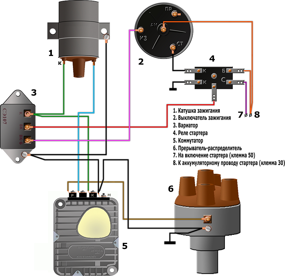 Коммутатор зажигания схема подключения