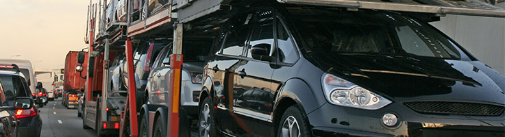 cars on loading truck