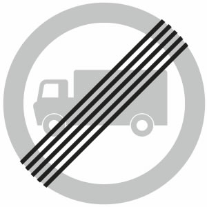 End of goods vehicles restriction sign