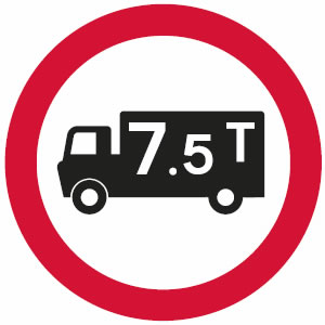 No goods vehicles over maximum gross weight shown in tonnes sign